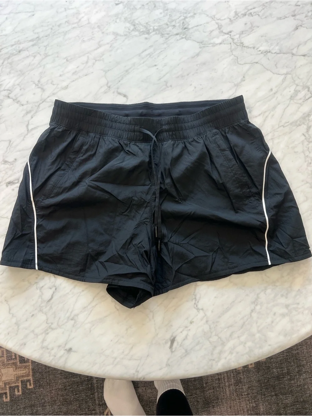 lululemon athletica Black Athletic Shorts with White Piping